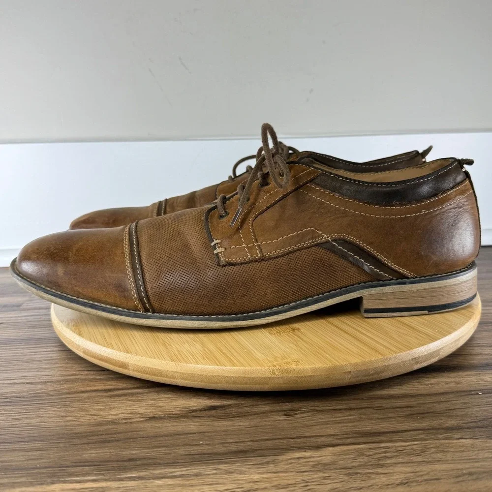 Good Steve Madden P-Kearny Oxford Men's 14 Brown Cap‎ Toe Textured Leather